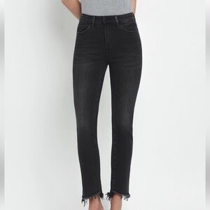 FLYING MONKEY High Rise Step Hem - Unbalanced Hem - Cropped Slim Straight Jeans